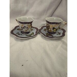 2 Formalities by Baum Bros Butterfly Collection Tea Cup And  Saucer Gilded Gold